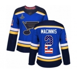 Women's St. Louis Blues #2 Al Macinnis Authentic Blue USA Flag Fashion 2019 Stanley Cup Champions Hockey Jersey
