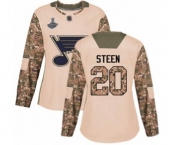 Women's St. Louis Blues #20 Alexander Steen Authentic Camo Veterans Day Practice 2019 Stanley Cup Champions Hockey Jersey