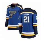 Women's St. Louis Blues #21 Tyler Bozak Fanatics Branded Royal Blue Home Breakaway 2019 Stanley Cup Champions Hockey Jersey