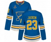 Women's St. Louis Blues #23 Dmitrij Jaskin Authentic Navy Blue Alternate 2019 Stanley Cup Champions Hockey Jersey