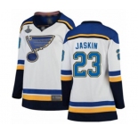 Women's St. Louis Blues #23 Dmitrij Jaskin Fanatics Branded White Away Breakaway 2019 Stanley Cup Champions Hockey Jersey