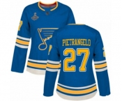 Women's St. Louis Blues #27 Alex Pietrangelo Authentic Navy Blue Alternate 2019 Stanley Cup Champions Hockey Jersey