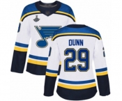 Women's St. Louis Blues #29 Vince Dunn Authentic White Away 2019 Stanley Cup Champions Hockey Jersey