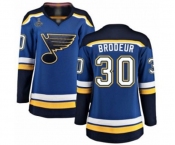Women's St. Louis Blues #30 Martin Brodeur Fanatics Branded Royal Blue Home Breakaway 2019 Stanley Cup Champions Hockey Jersey