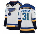 Women's St. Louis Blues #31 Chad Johnson Fanatics Branded White Away Breakaway 2019 Stanley Cup Champions Hockey Jersey