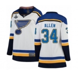 Women's St. Louis Blues #34 Jake Allen Fanatics Branded White Away Breakaway 2019 Stanley Cup Champions Hockey Jersey