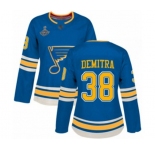 Women's St. Louis Blues #38 Pavol Demitra Authentic Navy Blue Alternate 2019 Stanley Cup Champions Hockey Jersey