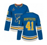 Women's St. Louis Blues #41 Robert Bortuzzo Authentic Navy Blue Alternate 2019 Stanley Cup Champions Hockey Jersey