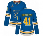 Women's St. Louis Blues #41 Robert Bortuzzo Authentic Navy Blue Alternate 2019 Stanley Cup Champions Hockey Jersey