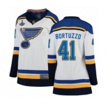 Women's St. Louis Blues #41 Robert Bortuzzo Fanatics Branded White Away Breakaway 2019 Stanley Cup Champions Hockey Jersey