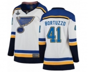 Women's St. Louis Blues #41 Robert Bortuzzo Fanatics Branded White Away Breakaway 2019 Stanley Cup Champions Hockey Jersey