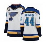 Women's St. Louis Blues #44 Chris Pronger Fanatics Branded White Away Breakaway 2019 Stanley Cup Champions Hockey Jersey