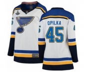 Women's St. Louis Blues #45 Luke Opilka Fanatics Branded White Away Breakaway 2019 Stanley Cup Champions Hockey Jersey