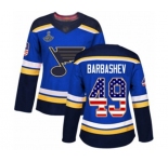 Women's St. Louis Blues #49 Ivan Barbashev Authentic Blue USA Flag Fashion 2019 Stanley Cup Champions Hockey Jersey