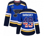 Women's St. Louis Blues #49 Ivan Barbashev Authentic Blue USA Flag Fashion 2019 Stanley Cup Champions Hockey Jersey