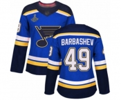Women's St. Louis Blues #49 Ivan Barbashev Authentic Royal Blue Home 2019 Stanley Cup Champions Hockey Jersey