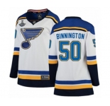 Women's St. Louis Blues #50 Jordan Binnington Fanatics Branded White Away Breakaway 2019 Stanley Cup Champions Hockey Jersey