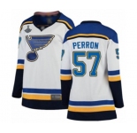 Women's St. Louis Blues #57 David Perron Fanatics Branded White Away Breakaway 2019 Stanley Cup Champions Hockey Jersey