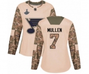 Women's St. Louis Blues #7 Joe Mullen Authentic Camo Veterans Day Practice 2019 Stanley Cup Champions Hockey Jersey