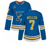 Women's St. Louis Blues #7 Joe Mullen Authentic Navy Blue Alternate 2019 Stanley Cup Champions Hockey Jersey