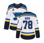 Women's St. Louis Blues #78 Dominik Bokk Authentic White Away 2019 Stanley Cup Champions Hockey Jersey
