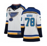 Women's St. Louis Blues #78 Dominik Bokk Fanatics Branded White Away Breakaway 2019 Stanley Cup Champions Hockey Jersey