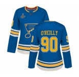 Women's St. Louis Blues #90 Ryan O'Reilly Authentic Navy Blue Alternate 2019 Stanley Cup Champions Hockey Jersey