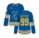 Women's St. Louis Blues #99 Wayne Gretzky Authentic Navy Blue Alternate 2019 Stanley Cup Champions Hockey Jersey
