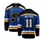 Youth St. Louis Blues #11 Brian Sutter Fanatics Branded Royal Blue Home Breakaway 2019 Stanley Cup Champions Hockey Jersey