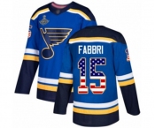 Youth St. Louis Blues #15 Robby Fabbri Authentic Blue USA Flag Fashion 2019 Stanley Cup Champions Hockey Jersey