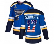 Youth St. Louis Blues #17 Jaden Schwartz Authentic Blue USA Flag Fashion 2019 Stanley Cup Champions Hockey Jersey