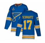 Youth St. Louis Blues #17 Jaden Schwartz Authentic Navy Blue Alternate 2019 Stanley Cup Champions Hockey Jersey