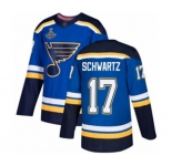 Youth St. Louis Blues #17 Jaden Schwartz Authentic Royal Blue Home 2019 Stanley Cup Champions Hockey Jersey
