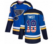 Youth St. Louis Blues #18 Tony Twist Authentic Blue USA Flag Fashion 2019 Stanley Cup Champions Hockey Jersey