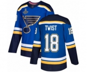 Youth St. Louis Blues #18 Tony Twist Authentic Royal Blue Home 2019 Stanley Cup Champions Hockey Jersey