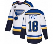 Youth St. Louis Blues #18 Tony Twist Authentic White Away 2019 Stanley Cup Champions Hockey Jersey