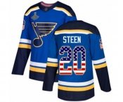 Youth St. Louis Blues #20 Alexander Steen Authentic Blue USA Flag Fashion 2019 Stanley Cup Champions Hockey Jersey