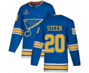 Youth St. Louis Blues #20 Alexander Steen Authentic Navy Blue Alternate 2019 Stanley Cup Champions Hockey Jersey