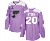 Youth St. Louis Blues #20 Alexander Steen Authentic Purple Fights Cancer Practice 2019 Stanley Cup Champions Hockey Jersey