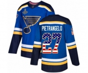Youth St. Louis Blues #27 Alex Pietrangelo Authentic Blue USA Flag Fashion 2019 Stanley Cup Champions Hockey Jersey
