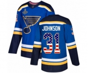 Youth St. Louis Blues #31 Chad Johnson Authentic Blue USA Flag Fashion 2019 Stanley Cup Champions Hockey Jersey
