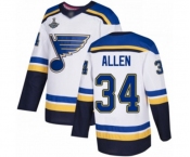 Youth St. Louis Blues #34 Jake Allen Authentic White Away 2019 Stanley Cup Champions Hockey Jersey