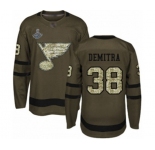 Youth St. Louis Blues #38 Pavol Demitra Authentic Green Salute to Service 2019 Stanley Cup Champions Hockey Jersey