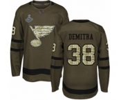 Youth St. Louis Blues #38 Pavol Demitra Authentic Green Salute to Service 2019 Stanley Cup Champions Hockey Jersey