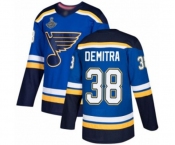 Youth St. Louis Blues #38 Pavol Demitra Authentic Royal Blue Home 2019 Stanley Cup Champions Hockey Jersey