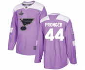 Youth St. Louis Blues #44 Chris Pronger Authentic Purple Fights Cancer Practice 2019 Stanley Cup Champions Hockey Jersey
