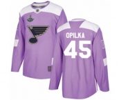 Youth St. Louis Blues #45 Luke Opilka Authentic Purple Fights Cancer Practice 2019 Stanley Cup Champions Hockey Jersey