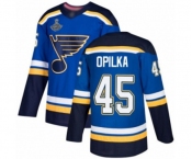 Youth St. Louis Blues #45 Luke Opilka Authentic Royal Blue Home 2019 Stanley Cup Champions Hockey Jerse