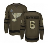 Youth St. Louis Blues #6 Joel Edmundson Authentic Green Salute to Service 2019 Stanley Cup Champions Hockey Jersey