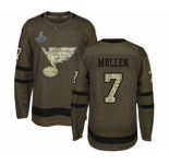 Youth St. Louis Blues #7 Joe Mullen Authentic Green Salute to Service 2019 Stanley Cup Champions Hockey Jersey